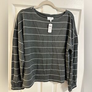 Soma Gray and White Striped Pullover